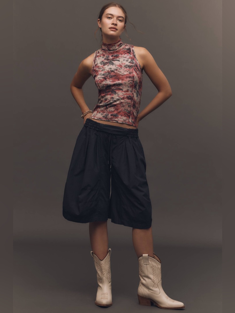 Anthropologie Ruched Poplin Culottes Black Gaucho Balloon Shorts Pants Small NWT